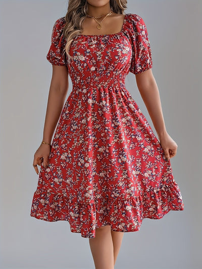 Eline | Bloemen Midi-Jurk
