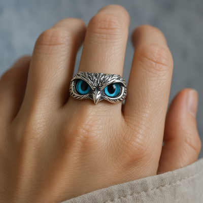 GELUKKIGE UIL RING IN ZILVER EN OPAL        4o
