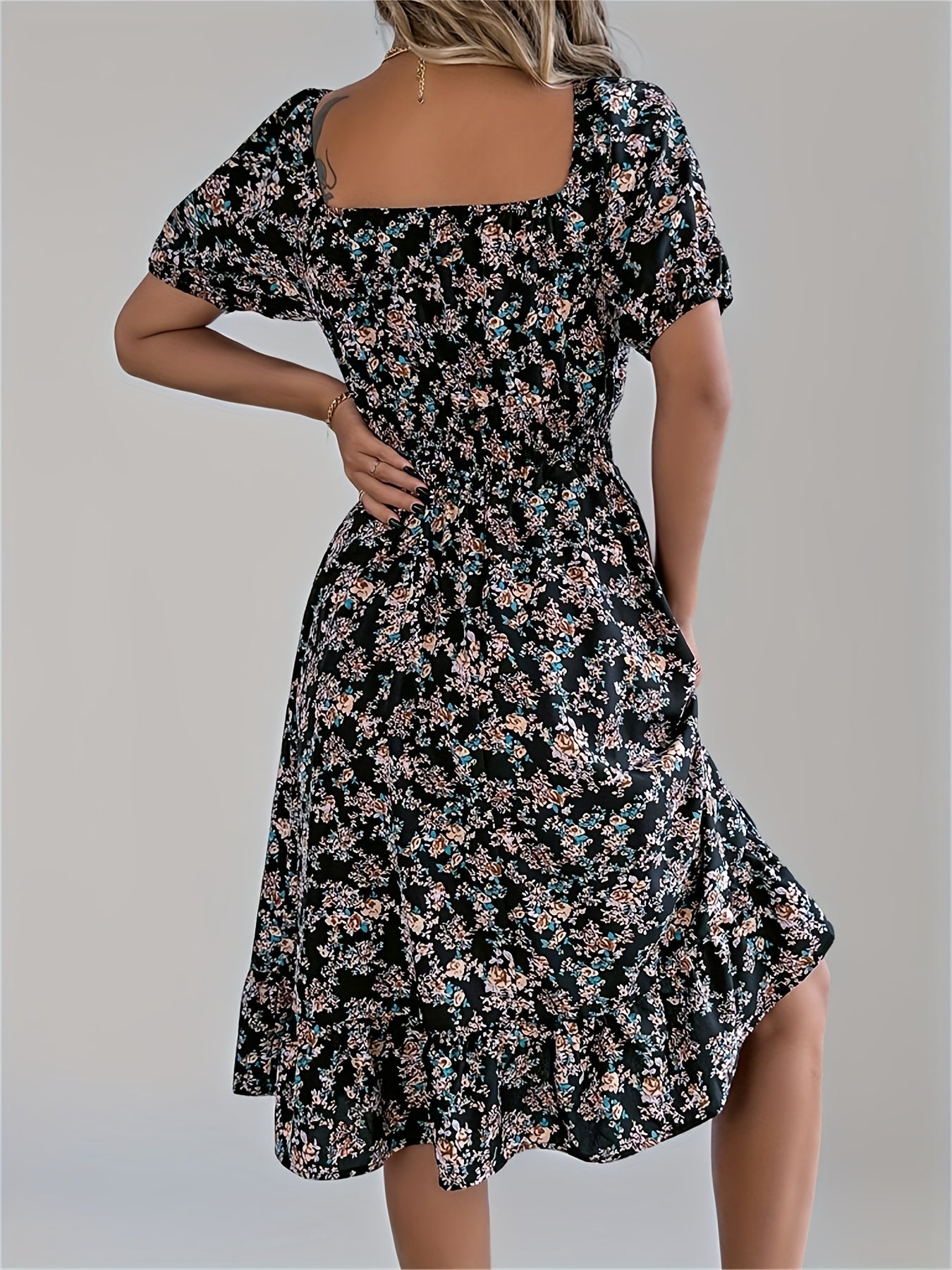 Eline | Bloemen Midi-Jurk