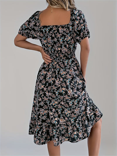 Eline | Bloemen Midi-Jurk