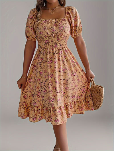 Eline | Bloemen Midi-Jurk