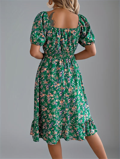 Eline | Bloemen Midi-Jurk
