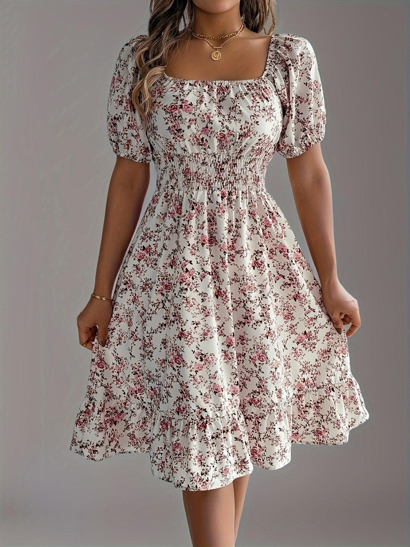 Eline | Bloemen Midi-Jurk