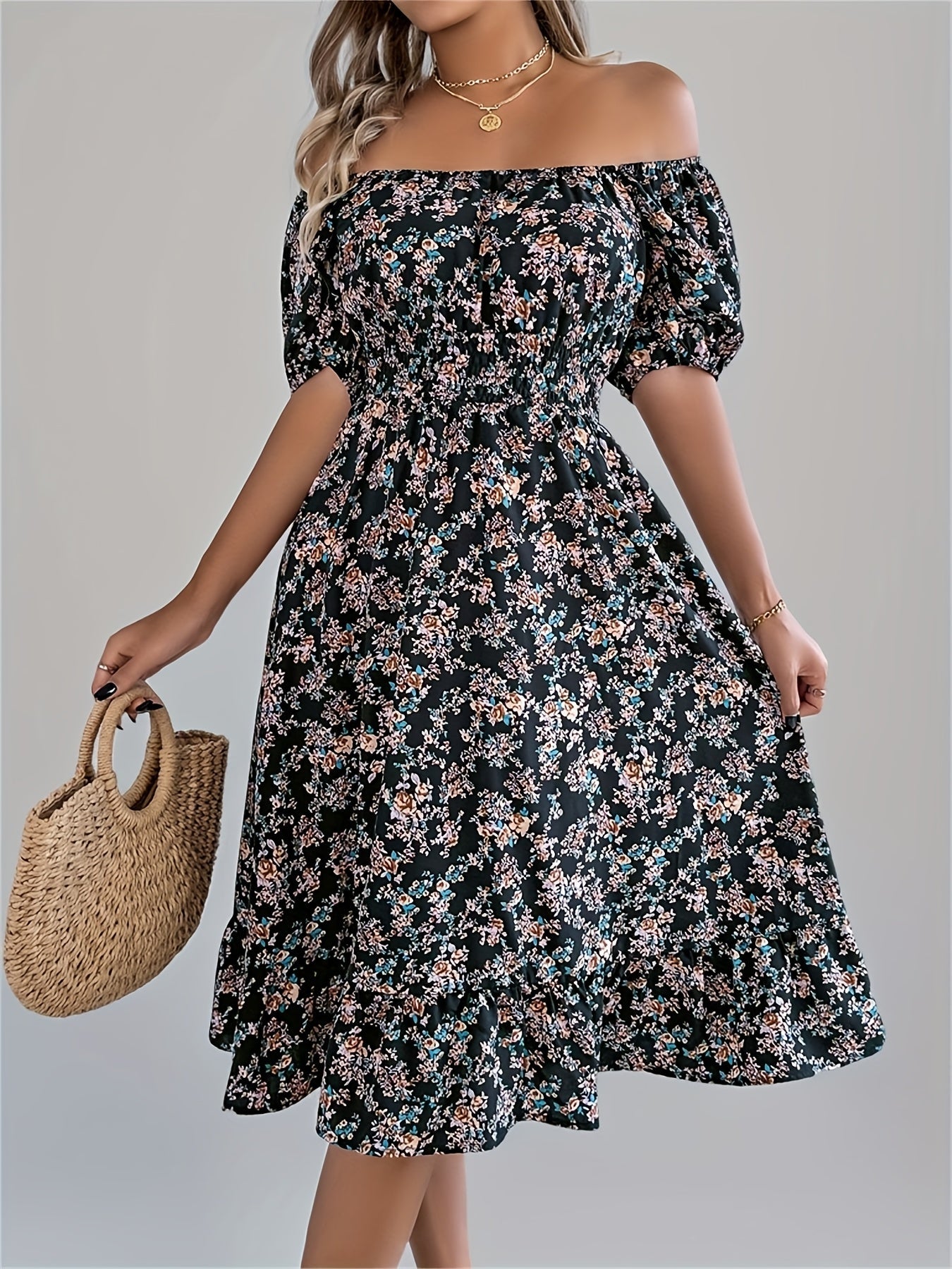 Eline | Bloemen Midi-Jurk