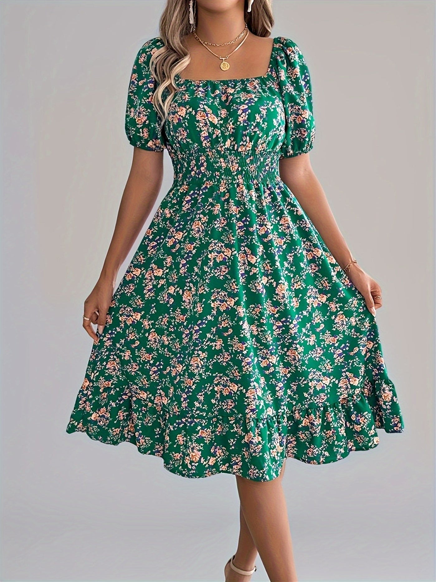 Eline | Bloemen Midi-Jurk